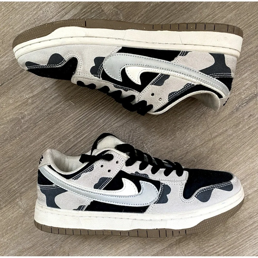 Nike Dunk Low SE 85 Double‎ Swoosh Sail Military Panda Custom Sz 6 EU 37 Suede